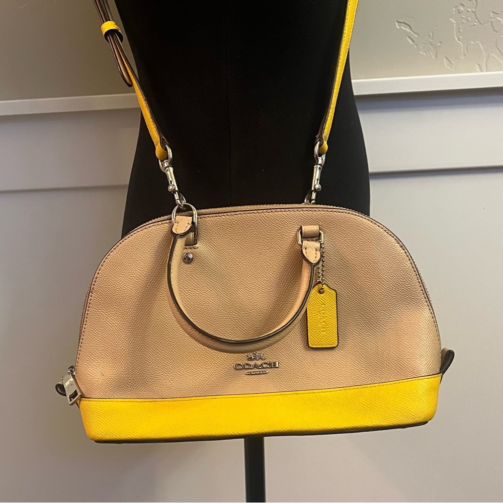 Coach Two-Tone Dome Satchel — Beige and Yellow